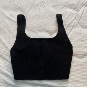 Aritzia Babaton Black Ribbed Sleeveless Top